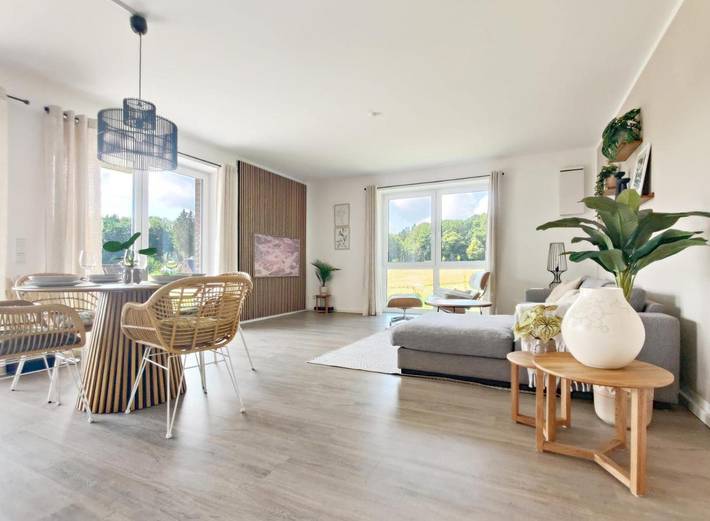 Ferienwohnung für 4 Personen, mit Terrasse und Garten sowie Ausblick