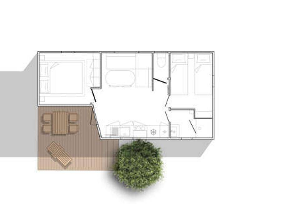 Camping Le Raguènes Plage - Mobilheim 4 personen - Jungle 2 Zimmer in Raguénez, Névez