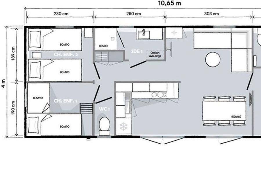 Camping Ushuaïa Villages L'estuaire - Mobilheim 6 personen - - 40m² - 3 Schlafzimmer - überdachte Terrasse -. in Paimbœuf, Loire-Tal