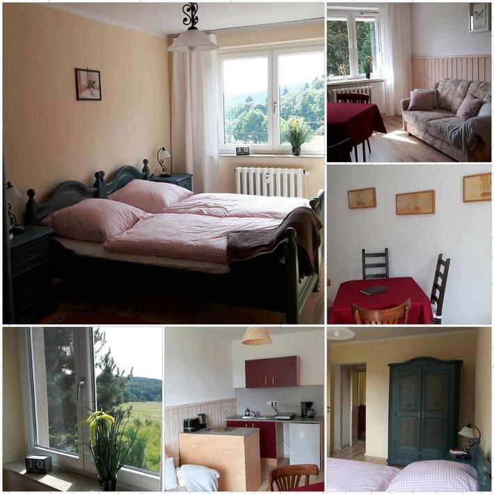 Ferienwohnung für 3 Personen, mit Terrasse und Garten sowie Ausblick