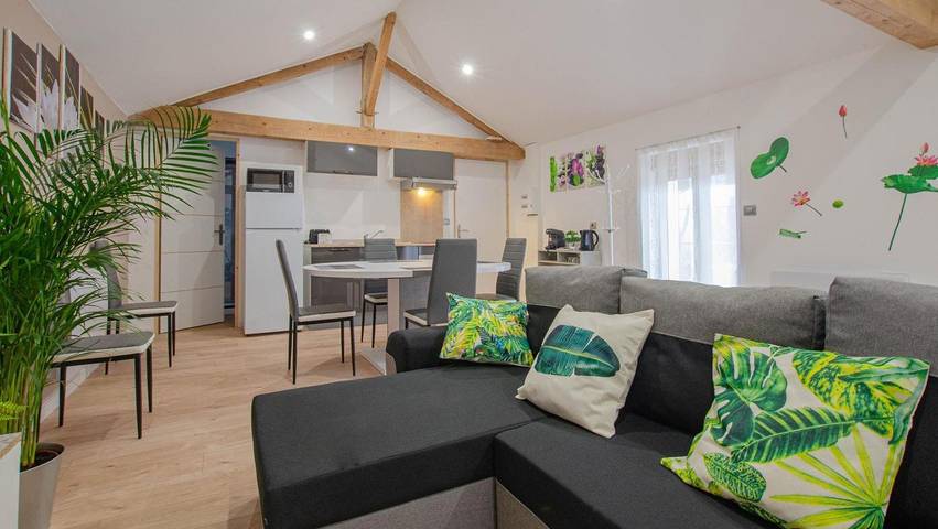 Gîte pour 4 personnes, avec jacuzzi et sauna ainsi que jardin et piscine, animaux acceptés à Joncreuil