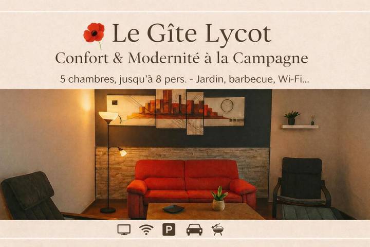 Location de vacances pour 7 personnes, avec vue et jardin, animaux acceptés dans Dompierre-Becquincourt