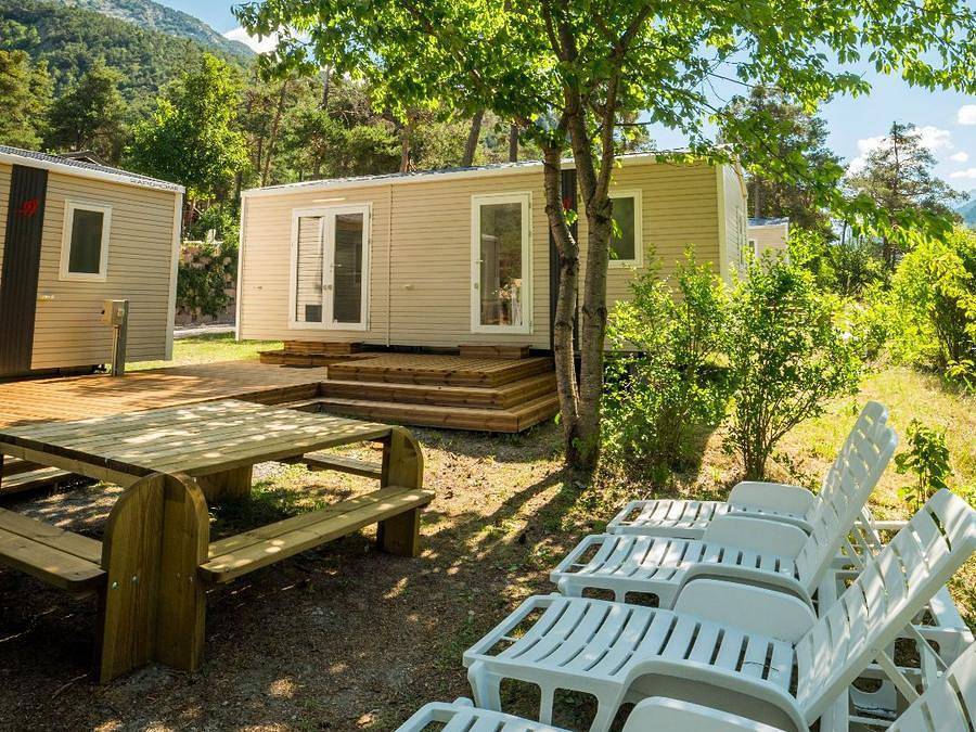 Camping Domaine de l'Ubaye - Mobilheim 4 personen - Mobilheime Le coin des copains - Preis für 4 Personen, möglich bis zu 12 in Méolans-Revel, Barcelonnette und Umgebung