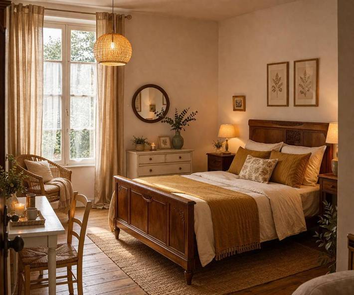 Chambre d’hôte pour 4 personnes, avec terrasse, animaux acceptés