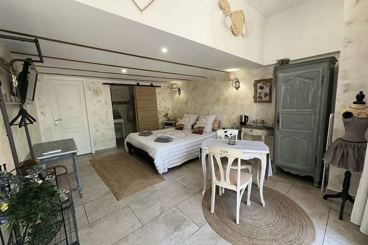 Double room-Comfort-Ensuite with Shower-Garden view in Bouc-Bel-Air, Mediterranean Coast (France)