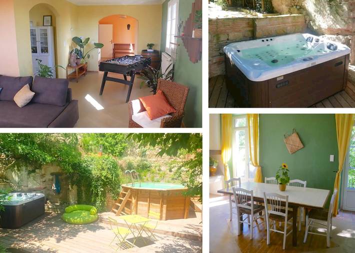 Gîte pour 9 personnes, avec jardin et terrasse ainsi que piscine et jacuzzi
