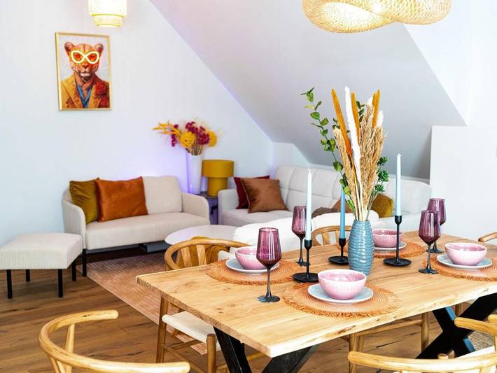 Ferienwohnung für 6 Personen, mit Balkon und Terrasse sowie Ausblick