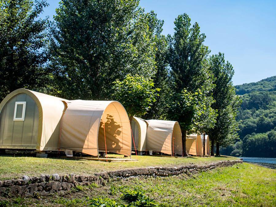 Camping Sea Green Château du Gibanel - Accommodation 4 persons - Coco Sweet - 2 bedrooms in Saint-Martial-Entraygues, Tulle region
