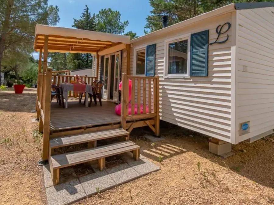Camping La Pinède en Provence - Mobilheim 4 personen - Aqua 2 Zimmer 4 Personen Halbüberdachte Terrasse Tv in Mondragon, Vaucluse