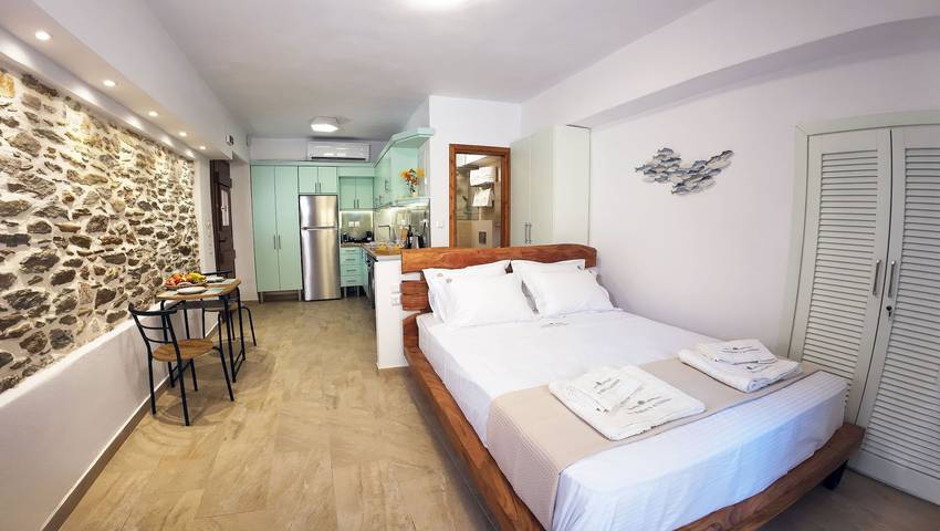 Studio für 3 Personen, mit Balkon und Terrasse sowie Garten am Pilion