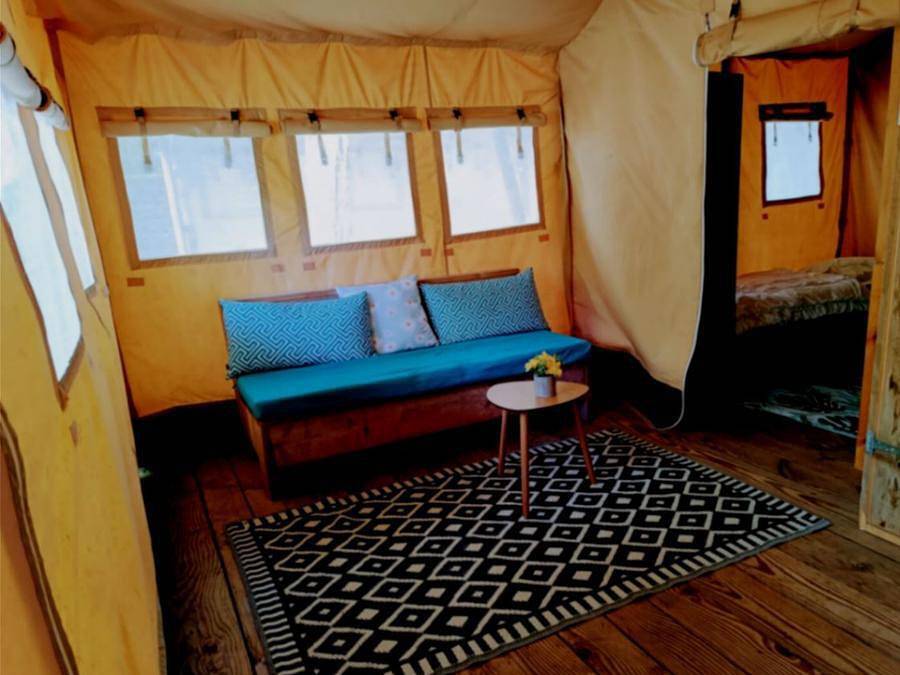 Camping La Digue - Canvas and wooden tent 6 persons - Lodge Tent in Chauzon, Ardèche
