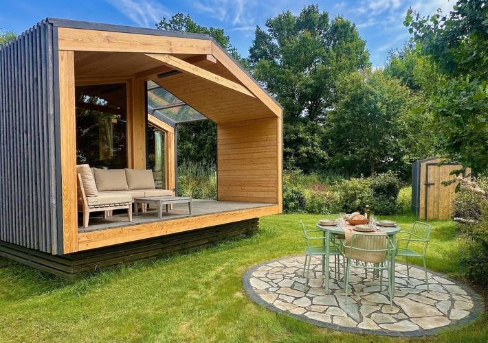 Ferienhaus für 3 Personen, mit Balkon und Terrasse sowie Garten und Sauna