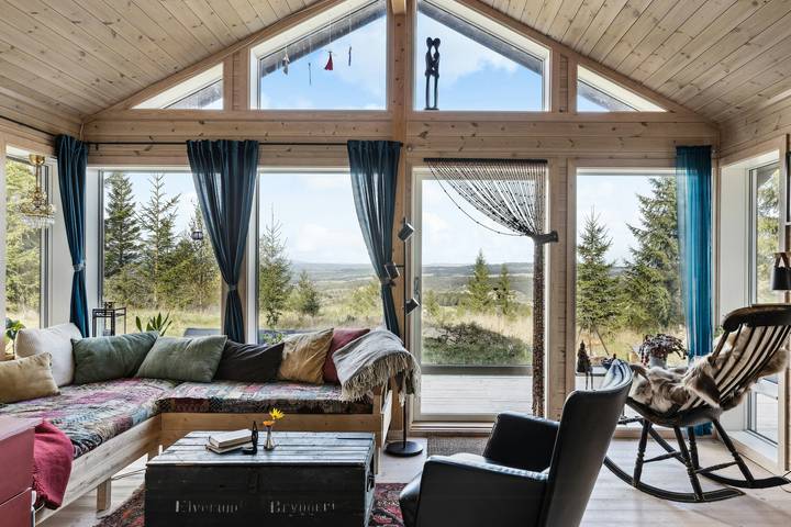 Familienhütte mit Blick auf Hadeland in Lunner