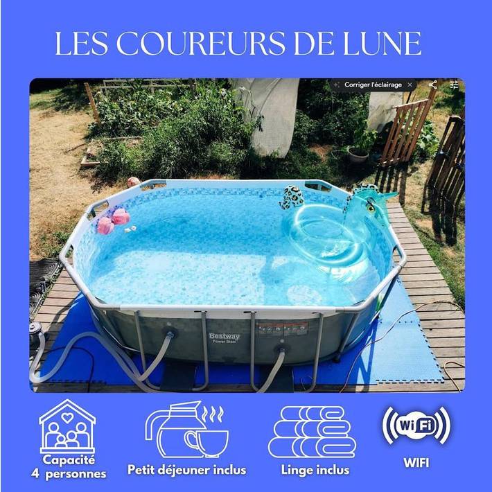 Gîte pour 4 personnes, avec piscine et jardin à Treize-Vents