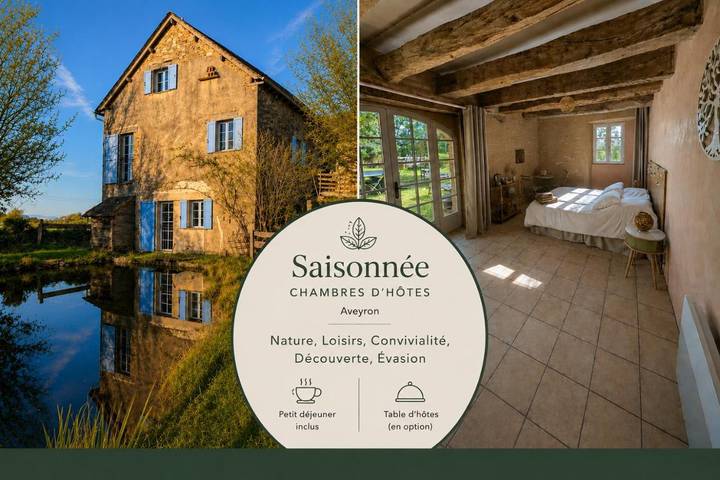 Maison d’hôte pour 3 personnes, avec jardin ainsi que piscine et vue, animaux acceptés à Centrès