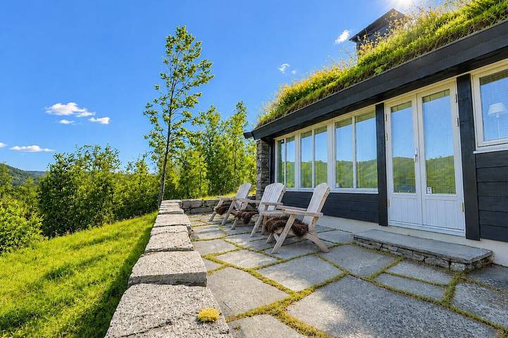 Blockhütte für 11 Personen, mit Terrasse und Garten sowie Sauna