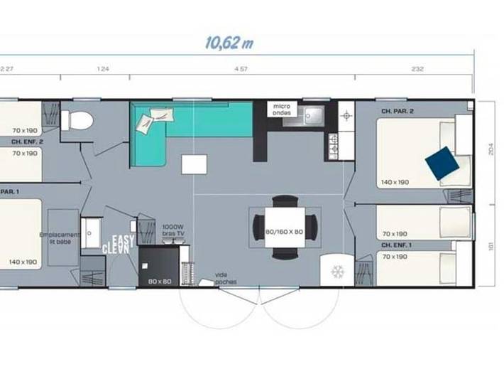 Camping Au Vert de l'Authie - Mobilheim 8 personen - Mobilheim Grand Confort - 4 Zimmer in Beauvoir-Wavans, Arras und Umgebung