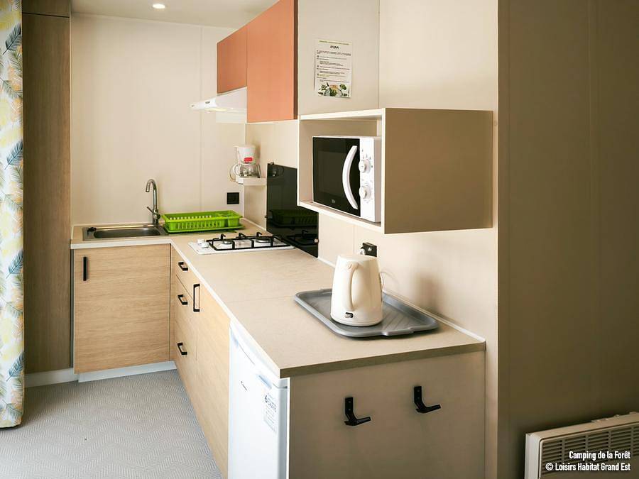Flower Camping De La Forêt - Mobilhome 2 personnes - Mobil-Home Standard 22m² - 1 chambre + terrasse semi-couverte 12m² in Larzicourt, Lac du Der-Chantecoq