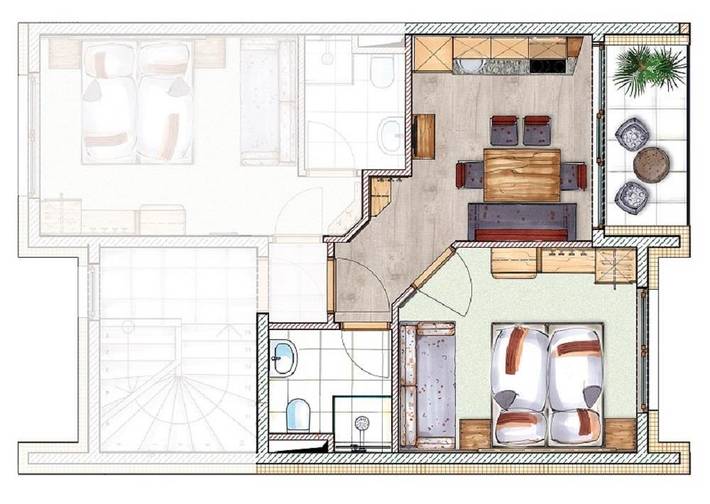 Ferienwohnung für 4 Personen, mit Balkon - 1