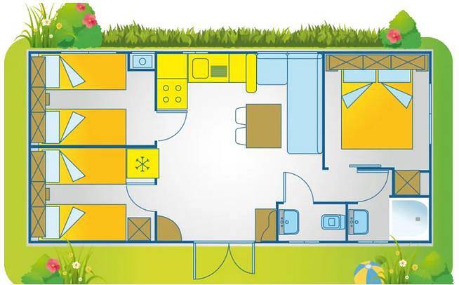 Camping Karavomilos Beach Mobilehome Happy Plus für 7 Personen in Sami, Kefalonia