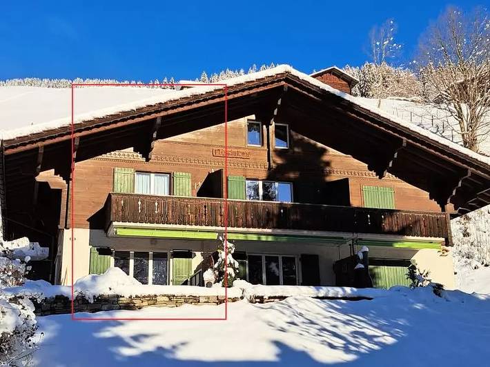 Ferienwohnung für 6 Personen, mit Balkon und Garten sowie Sauna in Lenk