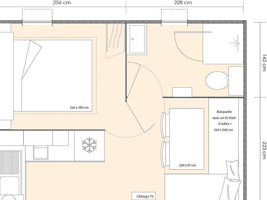 Camping les Cigales - Mobilhome 3 personas - Lodge Confort 1 habitación 2/3 P in Pézenas, Côte d'Améthyste