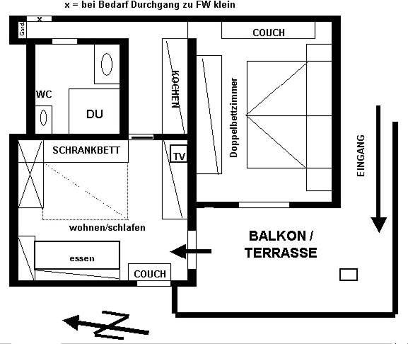 Ferienwohnung für 3 Personen, mit Balkon und Terrasse sowie Garten und Ausblick in Faggen - 2