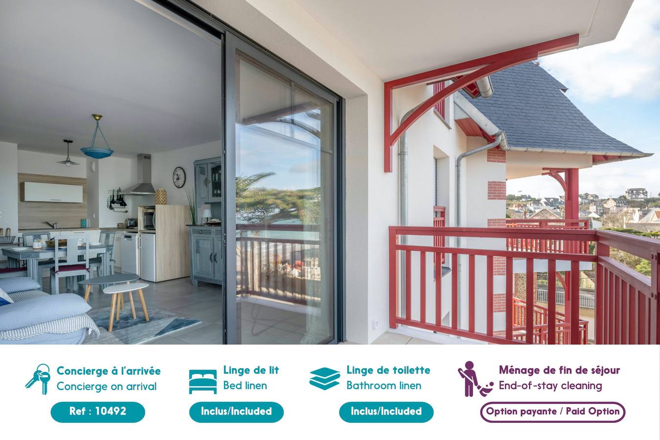 Appartement entier, 50m plage, appartement vue mer pour 2 in Pléneuf-Val-André, Côte de Goëlo