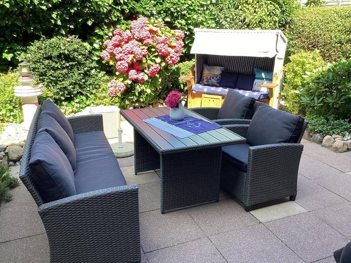 Ferienhaus für 4 Personen, mit Balkon und Terrasse sowie Garten
