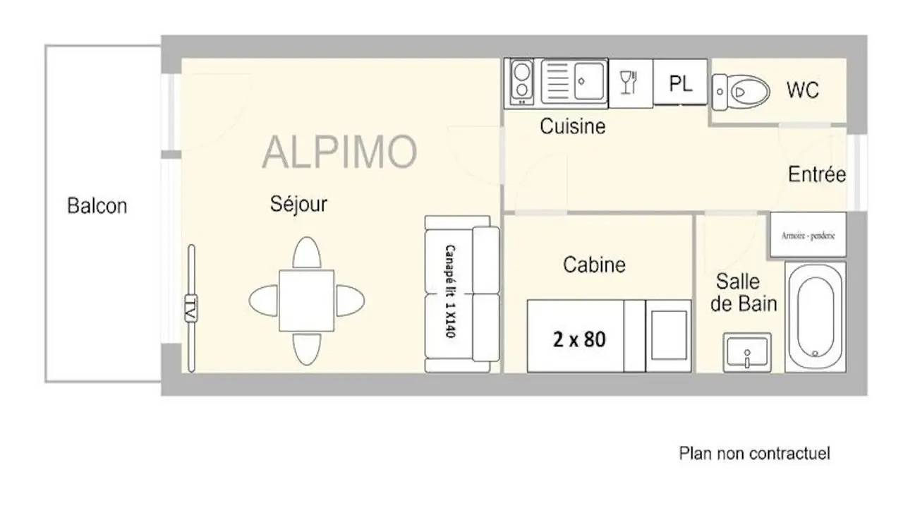 Apartamento vacacional entero, Ferienwohnung für 4 Personen (26 m²) in Hauteluce in Les Saisies, Albertville region