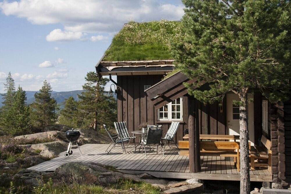 Modernes Blockhaus auf Blefjell in Flesberg