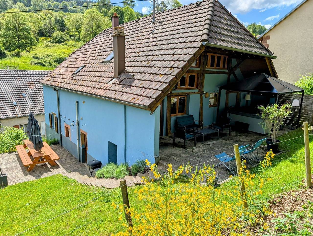 Vakantiehuis 'Le Chalet Cozy & Spa' met bergzicht, gedeeld terras en Wifi in Wildersbach, Bas-Rhin Alsace