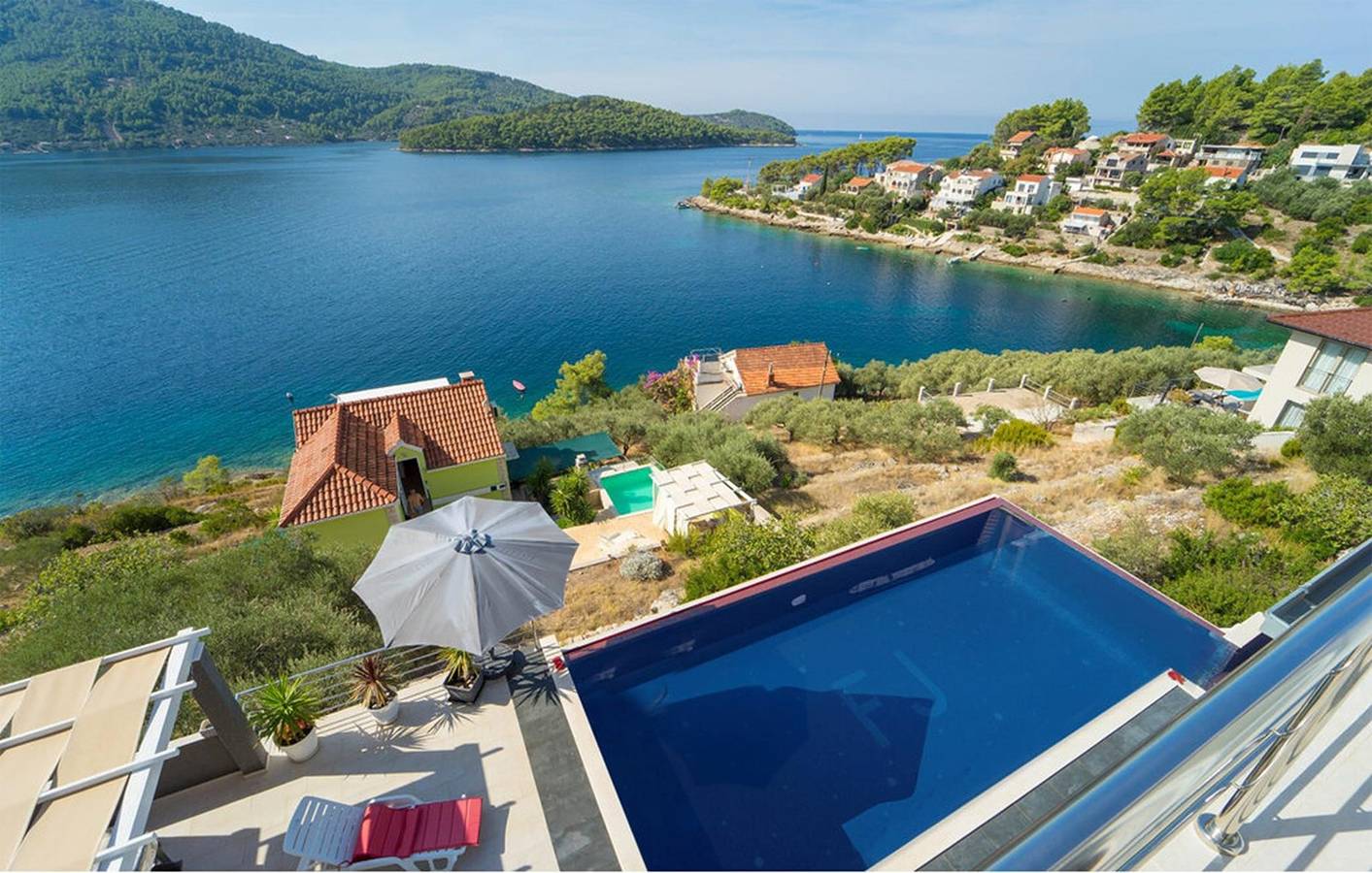 Beautiful and large Villa Franka with private pool and fantastic sea view in Korcula in Vela Luka, Korcula