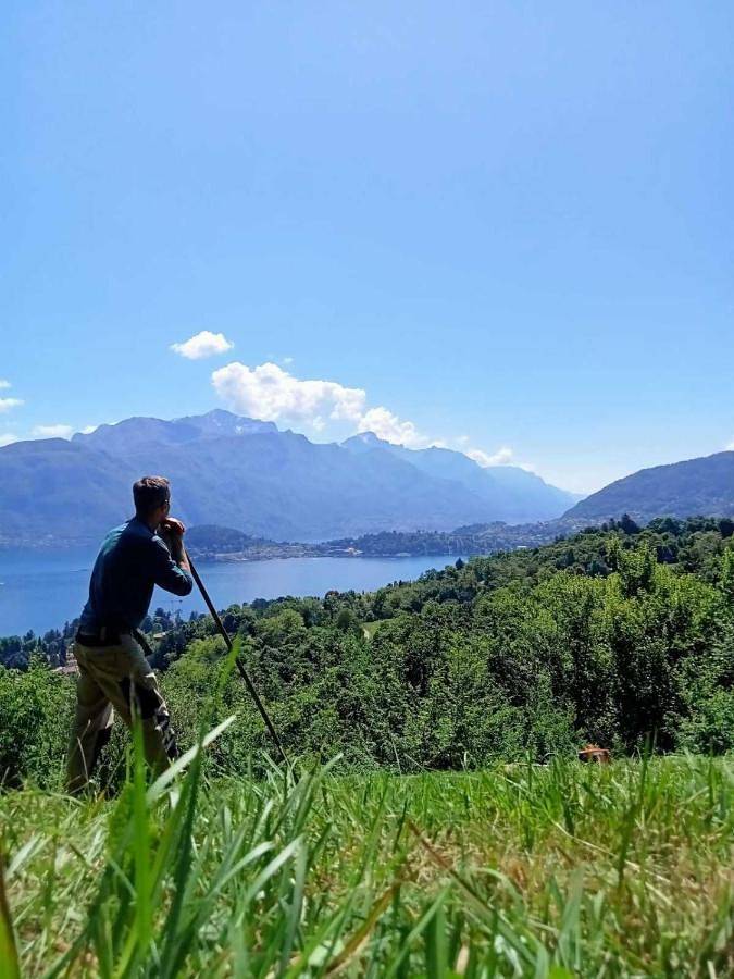 Baita per 3 persone, con terrazza e giardino nonché panorama e vista lago, con animali domestici sul Lago di Como