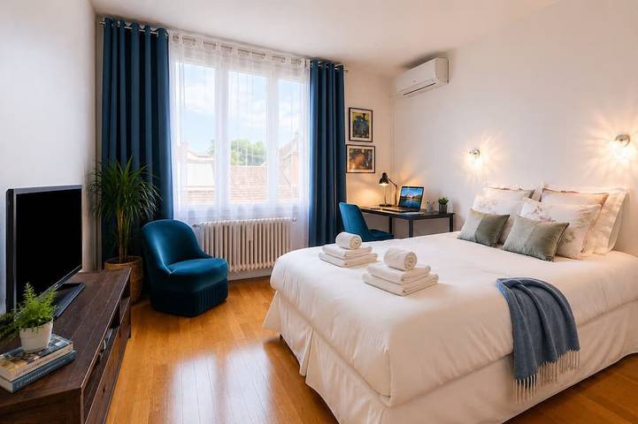 Ganze Wohnung, Geräumige 95m² mit Klimaanlage & privatem Parkplatz – 2 Schlafzimmer, Komfortabler Aufenthalt für 4 Gäste in Dijon, Dijon und Umgebung