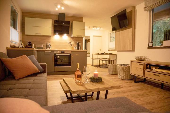 Ferienhaus für 3 Personen, mit Terrasse und Garten sowie Ausblick