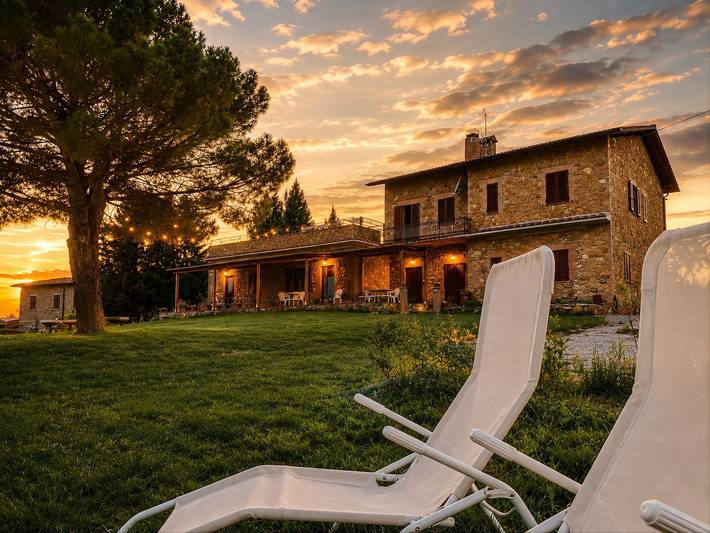 Appartamento "Agriturismo Il Casato Mag-il Torchio" con vista sulle montagne, terrazza e Wi-Fi in Pienza, Val d’Orcia