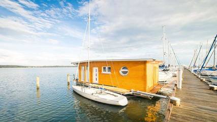 Boot für 4 Personen, mit Terrasse und Seeblick sowie Ausblick auf Usedom