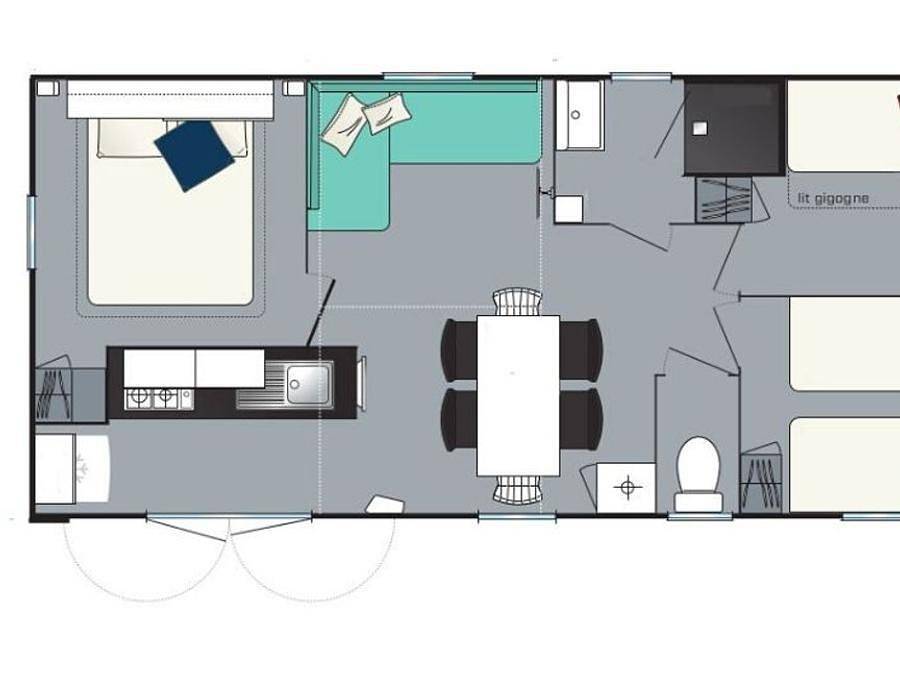 Camping Les Ajoncs d'Or - Stacaravan 6 personen - Vrije tijd 3 slaapkamers - Tv in La Baule-Escoublac, Côte de Jade