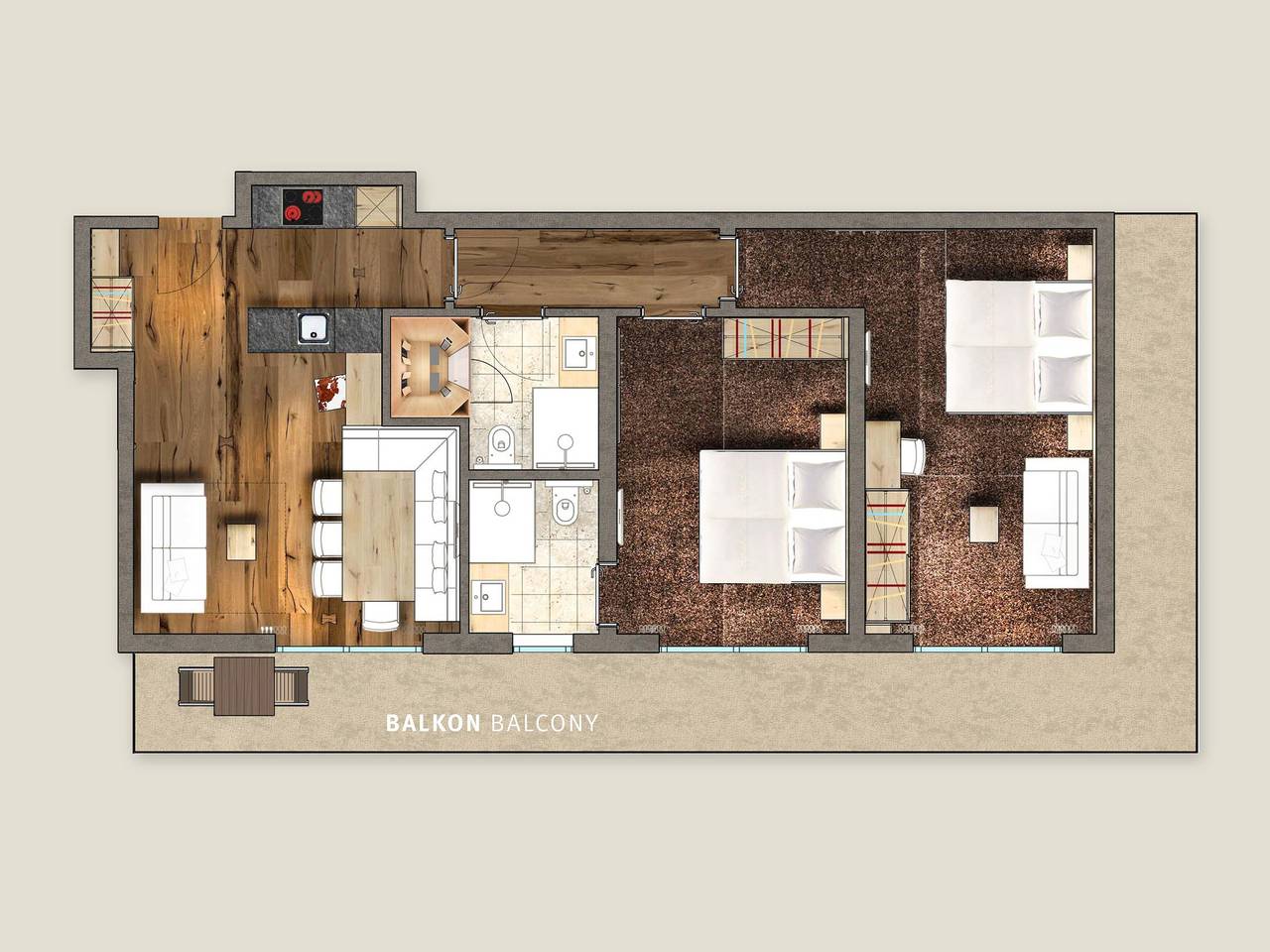 Ganze Ferienwohnung, Appartement Adler-Penthouse, Dusche, Wc, 2 Sz in Kappl, Verwall