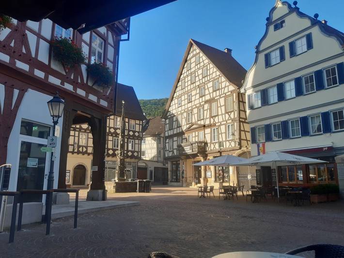 Ganze Ferienwohnung, Haus Collmer - Ferienwohnung 2, 80qm, 1 Schlafzimmer, max. 3 Personen in Bad Urach, Albsteig Etappe 9