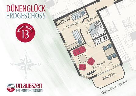 Appartement entier, Dünenglück, Ferienwohnung 13 in Fkk Strand Duhnen, Cuxhaven