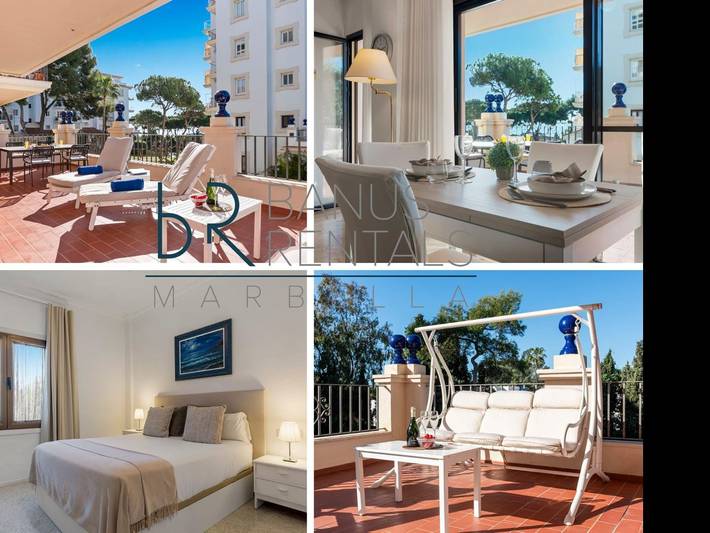 Ferieleilighet for 2 personer, Balkong og Terrasse i tillegg til Hage og Badebasseng i Puerto Banús