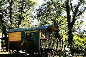 Cottage pour 3 personnes, avec piscine ainsi que jacuzzi et jardin à Saint-Paul-en-Forêt