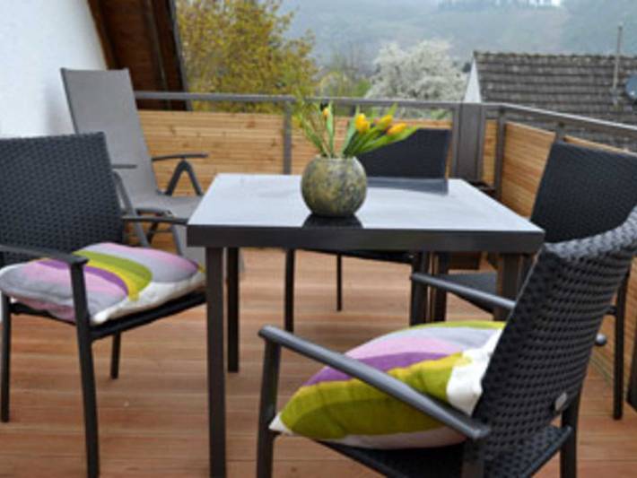 Ferienwohnung für 4 Personen, mit Balkon und Garten sowie Sauna und Seeblick an der Mosel