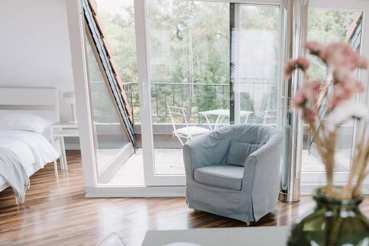 Ferienwohnung für 2 Personen, mit Balkon und Terrasse sowie Ausblick in Würzburger Residenz
