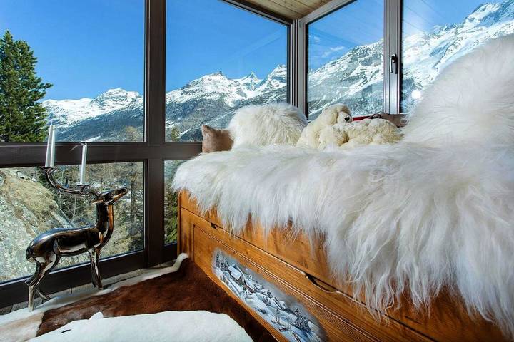 Casa de vacaciones para 8 personas, con vistas además de terraza y sauna, Se admiten mascotas en Saas Fee