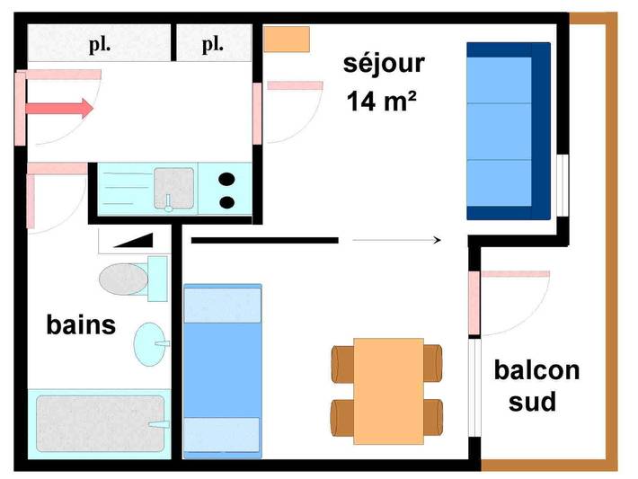 Estudio entero, Estudio acogedor en pistas de esquí con balcón y vistas al sur in Lanslevillard, Región de Saint-Jean-de-Maurienne