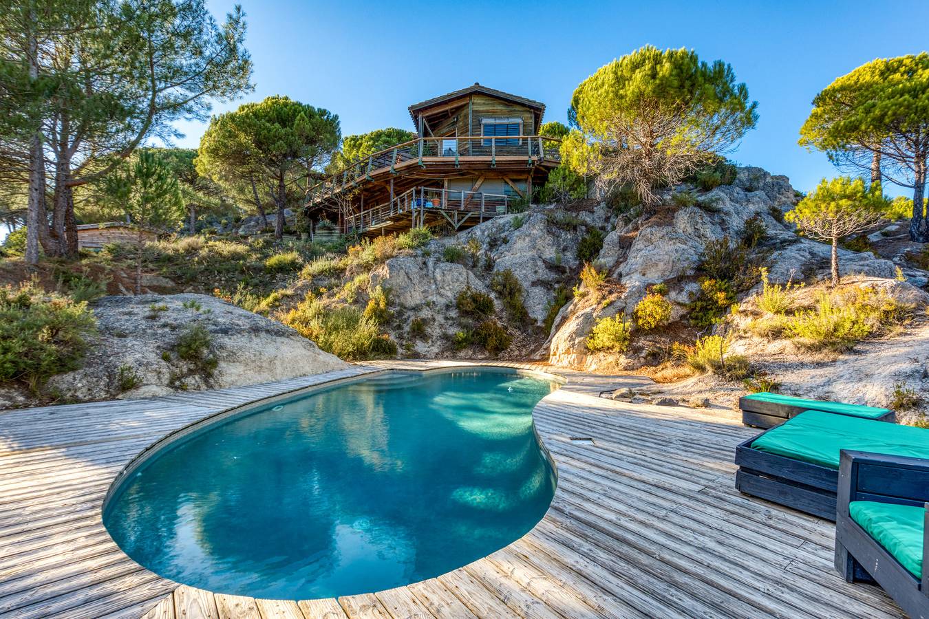 Casa rural 'Le Sabel - Habitación Azul' con vistas a la montaña y piscina compartida in Mourèze, Región de Lodève