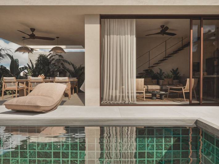 Ferienhaus für 6 Personen, mit Balkon und Garten sowie Pool und Ausblick